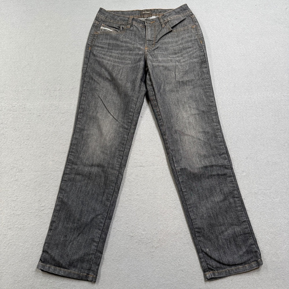Denver Hayes Jeans Women's 4/30 Black Faded Straight Leg Classic Fit Whiskered